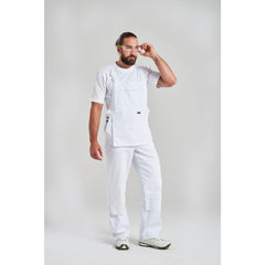 S810 Bolton White Cotton Painters Bib Overalls with Knee Pad Pockets, X Small
