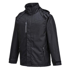 Outcoach Jacket Work Safety Protective Reflective Waterproof Coat, Medium Black