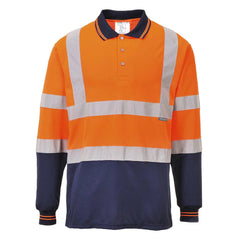 S279 Two-Tone Long Sleeve Polo Shirt Orange/Navy, Large-KarWorkwear