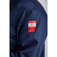 FR89 Fire Resistant Safety Work Shirt in FR Bizflame 88/12 ASTM NFPA, Navy, Large
