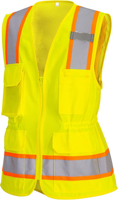 US392 Women'S Hi Vis Safety Work Vest with Reflective Tape Yellow, Small