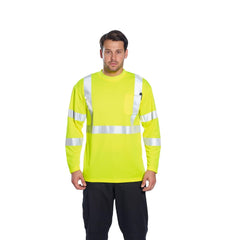 S191 Hi-Vis Long Sleeve Pocket T-Shirt Yellow Tall, 5X-Large