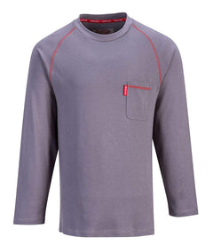 FR01 Mens Flame Resistant Bizflame Long Sleeved Crew Neck T Shirt ASTM, Navy, Large