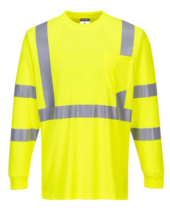 S192 Hi-Vis Long Sleeve Ribbed Cuff T-Shirt Orange, X-Large