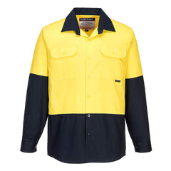 Portwest Mens Prime Mover Hi-Vis Lightweight Long Sleeve Shirt Cotton Work MS801-KarWorkwear