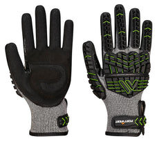 A755 anti Impact Safety Work Gloves - Nitrile Foam Cut Resistant & Impact Reducing Protective Work Gloves Black/Green, Large