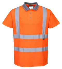 Hi-Vis S/S Polo Shirt RIS Viz Visibility Reflective Safety Work Wear Top ANSI 2, Medium Orange