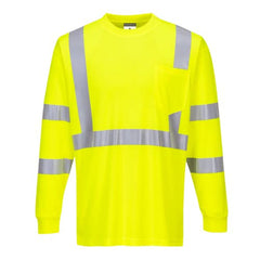 S192 Hi-Vis Long Sleeve Ribbed Cuff T-Shirt Orange, X-Large