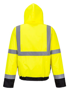US363 Men'S Waterproof Hi Vis Reflective Two-Tone Bomber Jacket Yellow/Black Tall, X-Large