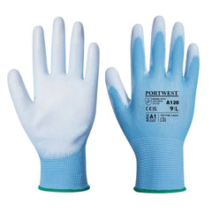 A120 Work Gloves PU Palm Dipped Abrasion and Tear Resistant White, Small-KarWorkwear