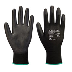 A120 Work Gloves PU Palm Dipped Abrasion and Tear Resistant Black, Large-KarWorkwear