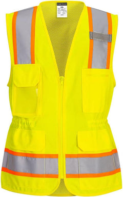 US392 Women'S Hi Vis Safety Work Vest with Reflective Tape Yellow, Large
