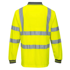 Hi-Vis Polo Shirtl/S Viz Visibility Reflective Safety Work Wear Top ANSI 3, Yellow, 5XL