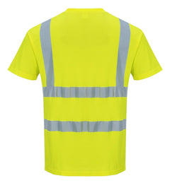 Hi-Vis T Shirt Viz Visibility Reflective Safety Work Wear Top ANSI 2, Medium Yellow