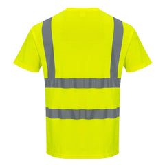 S170 Short Sleeve Cotton Safety Work T Shirt in Reflective Hivis ANSI, Yellow, Large