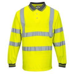 S277 Hi-Vis Long Sleeve Polo Shirt Yellow, 6X-Large