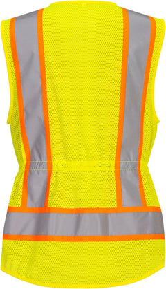 US392 Women'S Hi Vis Safety Work Vest with Reflective Tape Yellow, Large